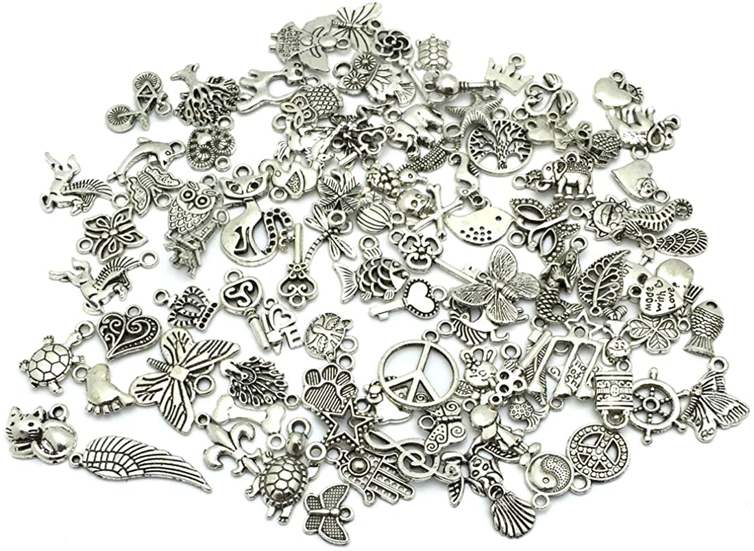 Wholesale Bulk Lots Jewelry Making Silver Charms Mixed Smooth Tibetan  Silver Metal Charms Pendants DIY for Necklace Bracelet Jewelry Making and